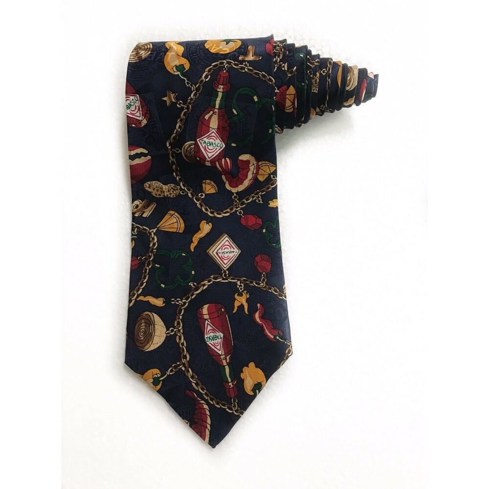 Tabasco Charm Bracelet Bell Peppers Lemon Onion Shrimp Novelty Tie Necktie Silk
